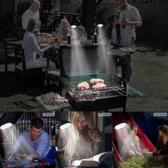  2db többcélú mágneses alap led bbq grill lámpa 360 állítható kültéri kemping partihoz bbq fények fokos grill kiegészítők aaa elemes
