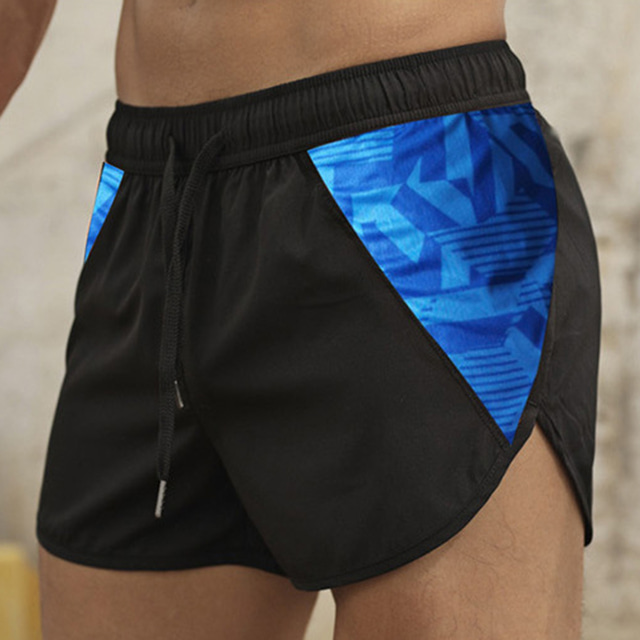  Men's Athletic Shorts Ranger Panty Patchwork Drawstring Bottoms Athletic Athleisure Breathable Quick Dry Moisture Wicking Fitness Gym Workout Running Sportswear Activewear Color Block Black