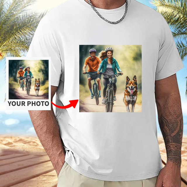  Individuelles Unisex-T-Shirt aus 100 % Baumwolle. Fügen Sie Ihr Bild hinzu, personalisiertes Foto, Design, Bild, Text, Buchstabe, Grafikdruck, T-Shirt, Sport, Mode, lässig, Sommer
