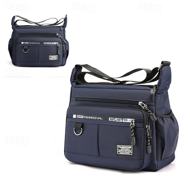 Pánské Crossbody kabelka Taška přes rameno Messenger taška Nylon Venkovní Denní Zip Nastavitelná Velká kapacita Voděodolný Pevná barva Písmeno Černá Tmavomodrá Armádní zelená