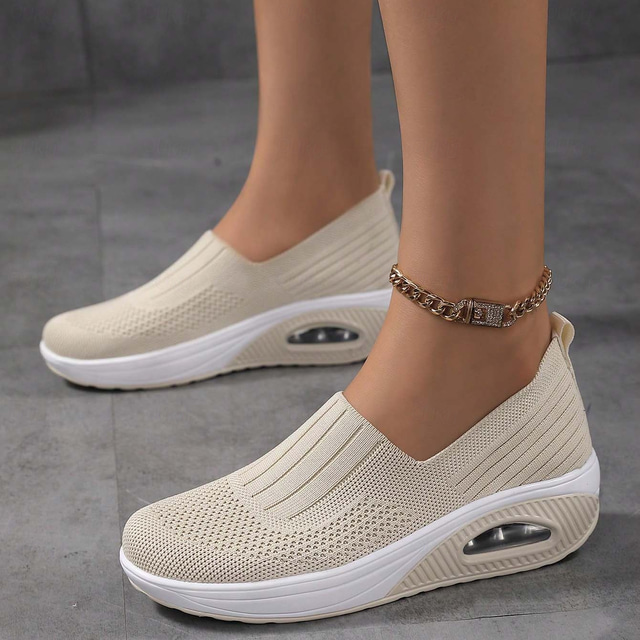  Women's Slip-On Air Cushion Sneakers – Breathable Mesh Walking Shoes for Casual & Sports