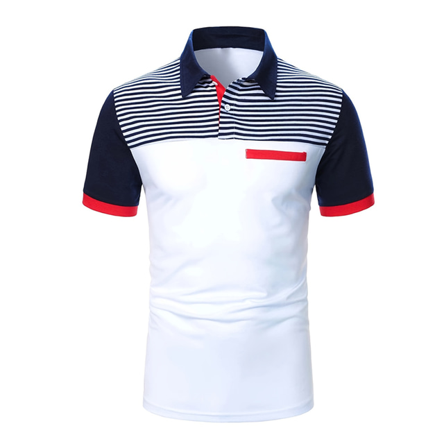  Herr POLO Shirt Knapp upp Polos Ledigt Helgdag Kavajslag Kortärmad Mode Grundläggande Färgblock Klassisk Sommar Normal Vit Gul Vinröd Mörk marin Blå POLO Shirt