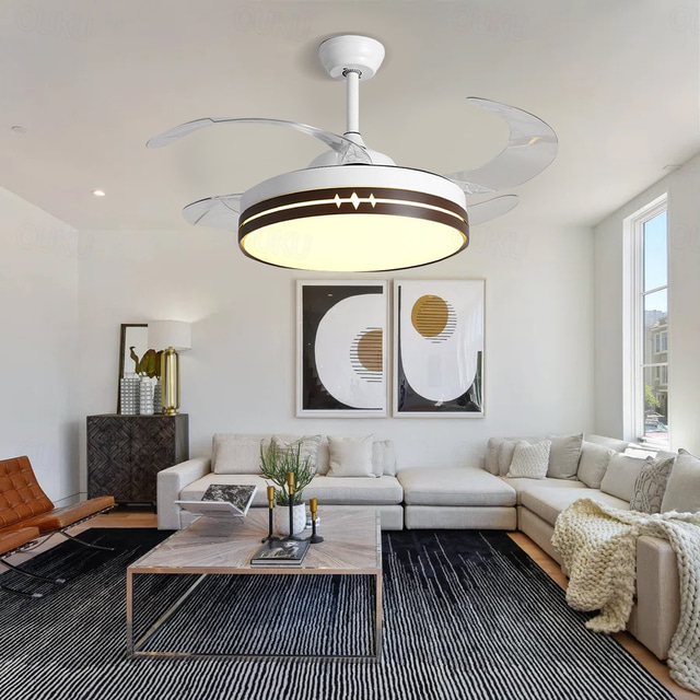  Deckenventilator mit Lichtkreis-Design-App& Fernbedienung 108 cm dimmbar 6 Windgeschwindigkeiten moderner Deckenventilator für Schlafzimmer, Wohnzimmer, kleines Zimmer 220–240 V