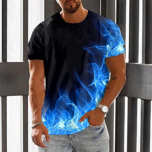  Graphic Flame Vintage Fashion Designer Men's 3D Print T shirt Tee Flame Shirt Outdoor Daily Sports T shirt Light Green Red Blue Short Sleeve Crew Neck Shirt Spring & Summer Clothing Apparel S M L XL