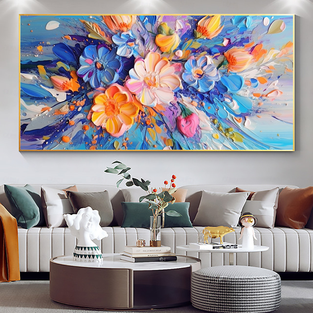  手作り油絵キャンバス壁アートの装飾オリジナル色の花抽象風景絵画家の装飾用ストレッチフレーム付き/インナーフレームなし絵画