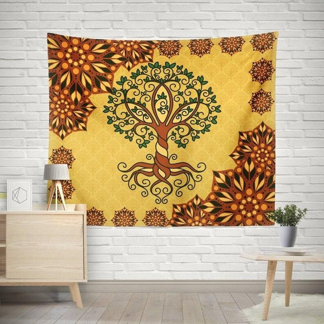  livets träd mandala hängande gobeläng väggkonst bohemisk stor gobeläng väggmålning dekor fotografi bakgrund filt gardin hem sovrum vardagsrum dekoration