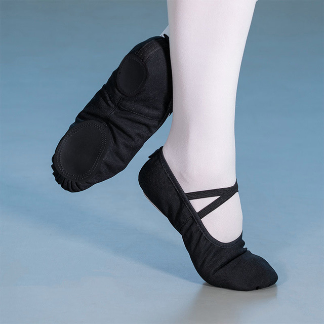  Women's and Girls' Split Sole Ballet Dance Shoes - Soft Canvas Slippers with Elastic Straps for Ballet Classes and Performances