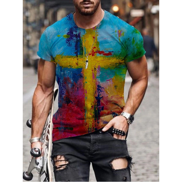  Homme T shirt Tee Graphic Carte du monde Muscle Col Ras du Cou Vêtement Tenue 3D effet Extérieur du quotidien Des sports Manche Courte Imprimer Rétro Vintage Mode Design