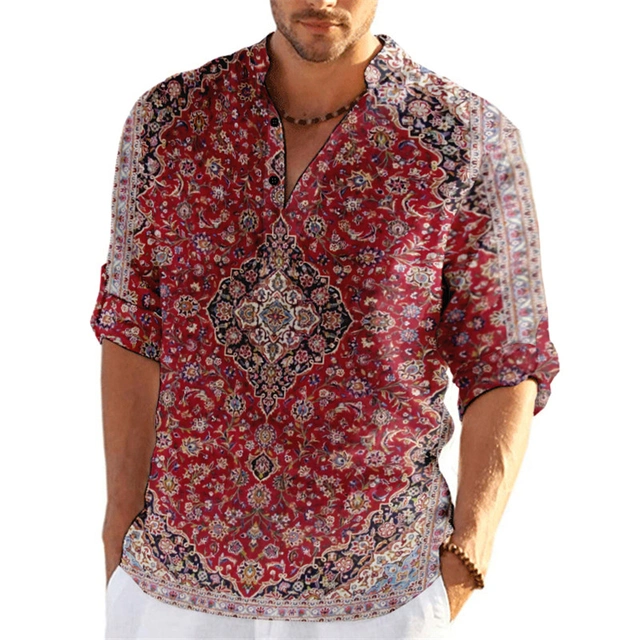 Chemise Homme Été Floral et Short de Lin Beige