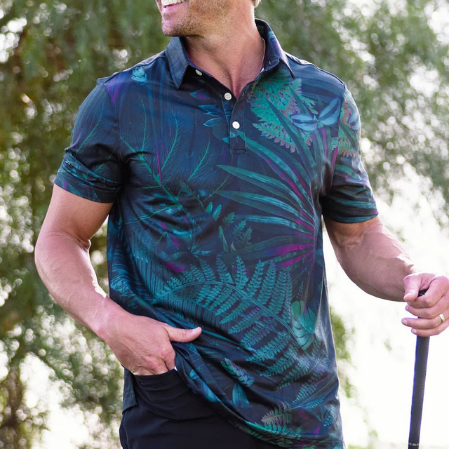  Bărbați Tricouri polo sport Cămașă de golf Manșon scurt Tricouri de polo Cămăși cu guler Casual Îmbrăcăminte sportivă Îmbrăcăminte de vacanță Nasturi Imprimare 3D Alb Galben Bleumarin