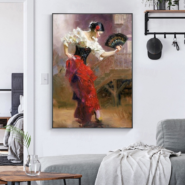  Handpainted Famous Flamenco Dancer Painting Canvas Painting Wall Art Poster for Bedroom Living Room Decor (No Frame)