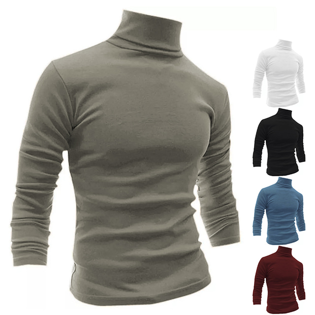  Men's Long Sleeve Shirt Turtleneck Vacation Weekend Long Sleeve Clothing Apparel