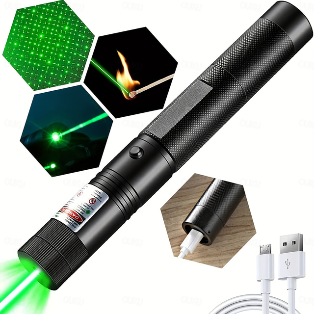  USB Rechargeable Laser Pointer Light for Outdoor Hunting Hiking Camping Long Range Laser Beam Green Laser Pointer