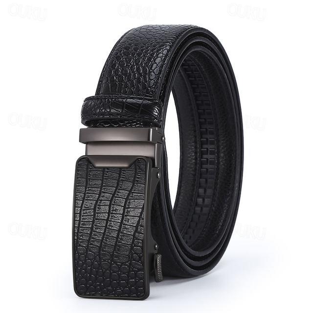  Men's Leather Belt Tactical Belt Black 1# Black 2# Cowhide Plain Daily Wear Going out Weekend