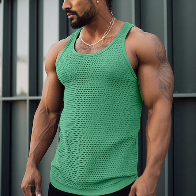 Débardeur De Musculation Homme - Sans Manches - Message 'No Pain No Gain' - Blanc - Stringer Fitness