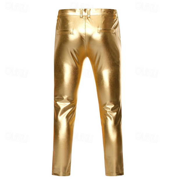 Set with Shiny Metallic Straight Leg Pants 2 PCS Disco Outfits 1980s ...