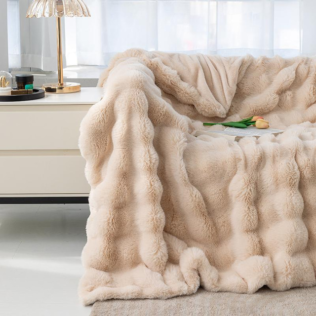  Couverture en fausse fourrure super douce couverture en peluche confortable de luxe royal utilisation pour canapé canapé lit chaise, couverture réversible en velours fausse fourrure floue