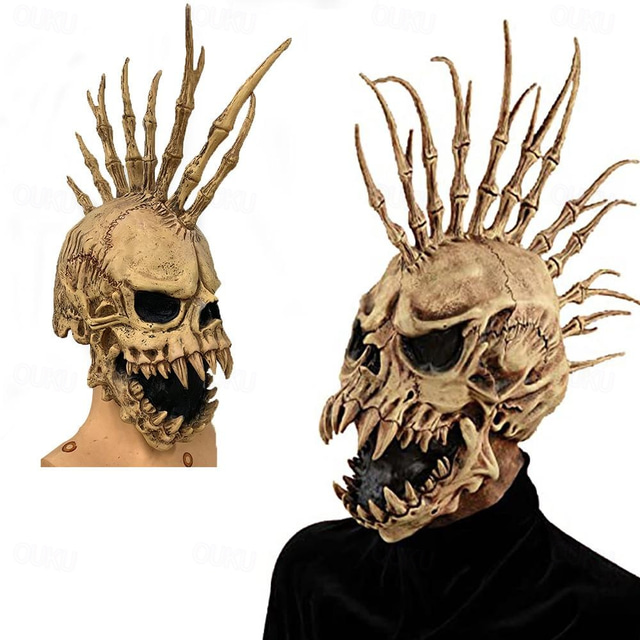  maschera teschio di halloween spaventoso testa piena scheletro copricapo raccapricciante maschera biochimica realistico halloween cosplay horror in lattice