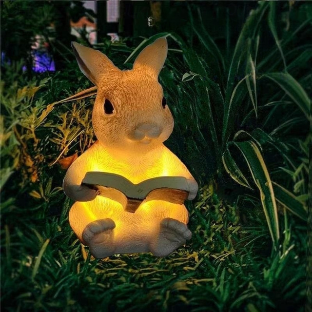  Solar Animal Lamp Outdoor Bunny Garden Waterproof Lamp Resin Handicraft Landscape