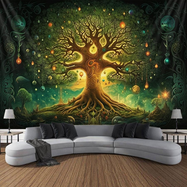  Boho Hanging Tapestry Wall Art Tree of Life Large Tapestry Mural Decor Photograph Backdrop Blanket Curtain Home Bedroom Living Room Decoration