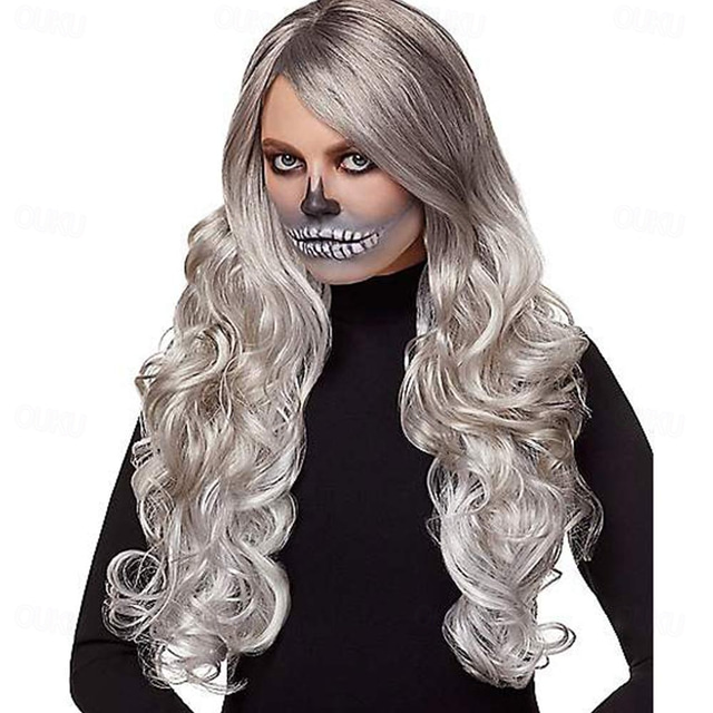  Gray Curly Wig Halloween Cosplay Party Wigs