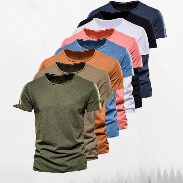  Homme T shirt Tee T-shirt Plein Col Ras du Cou Plein Air Vacances Manches courtes Vêtement Tenue Mode Design basique