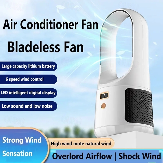 Portable Air Conditioner Electric Fan Desktop Leafless Fan Mute