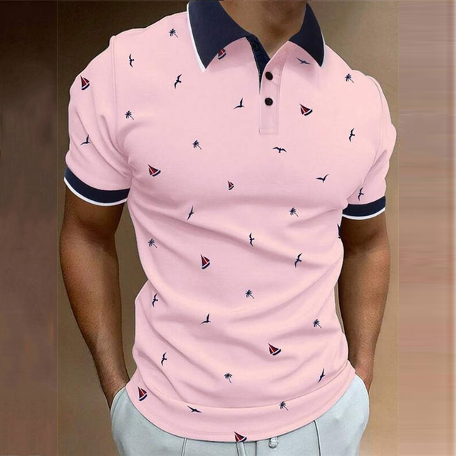 Men's Polo Shirt Lapel Polo Button Up Polos Golf Shirt Graphic Prints ...