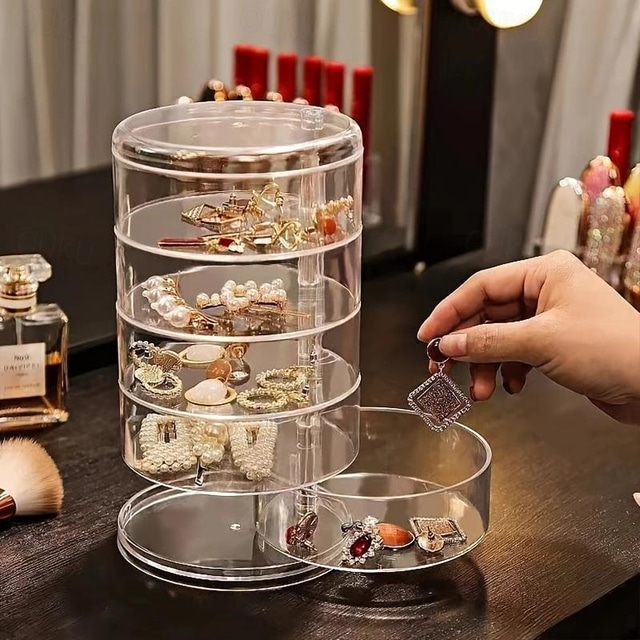  Jewelry Storage Box Storage Rack Multi-Layer Rotating Earrings Hairpin Headdress Head Rope Box Exquisite Finishing Jewelry Box