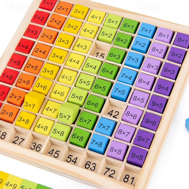  Wooden 9*9 Multiplication Table Building Blocks Children'S Wooden Early Education Educational Learning Toys Teaching Aids 99 Operation Table Back to School