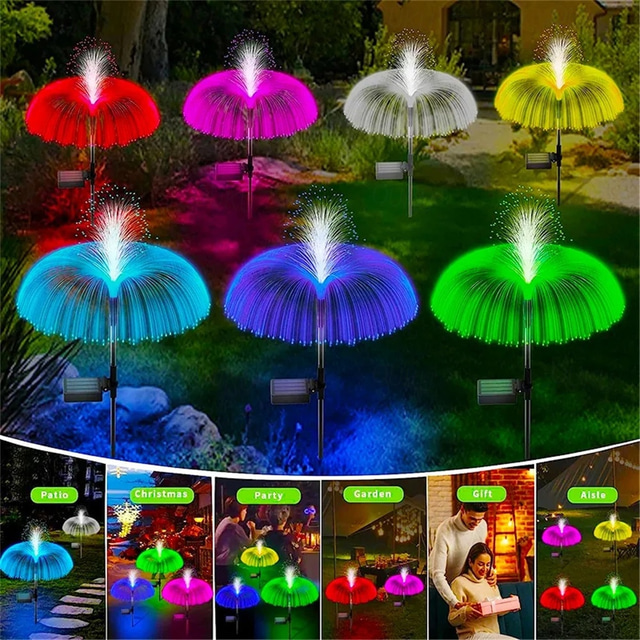  solar led manetljus rörsvamp lampa utomhus trädgård dekor gräsmatta ljus 7 färg byte vattentät uteplats gård gång gång dekor sol blommor lampa