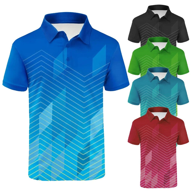 Men's Polo Shirt Lapel Polo Button Up Polos Golf Shirt Gradient Graphic ...