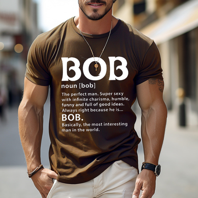  Men's Graphic Letter T shirt Short Sleeve T shirt 3D Print Crew Neck Shirt Vintage Fashion Designer Outdoor Daily Sports Black Brown Army Green Spring & Summer Clothing Apparel S M L XL 2XL 3XL