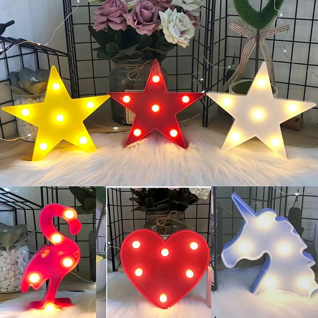  Mini Unicorn LED Flamingo Night Lights Party Moon Cloud 3D Table Lamp Star Light Sign Letter Light Decor XMAS Christmas Gifts