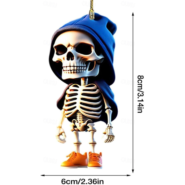  halloween skeletthänge, bilbackspegelprydnad, akryl bilupphängning inredningshänge