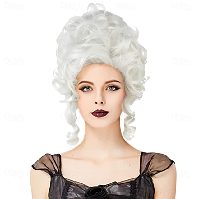  Classic 18th Century Baroque Marie Antoinette Wig Ladies Adult Carnival Cosplay Accessories Silver