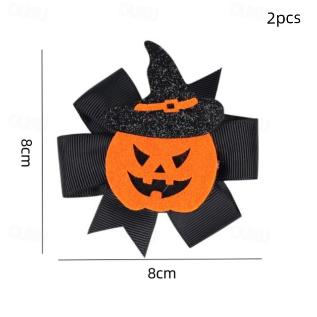  2db új gyerek masni hajcsat halloween tökfej boszorkánysapka fecskefarkú csíptető