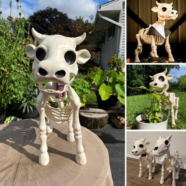  Cow Skeleton Halloween Decoration, 2024 New Halloween Cow Skeleton, Cow Skull Halloween Haunted Skeleton, Halloween Decorative Prop