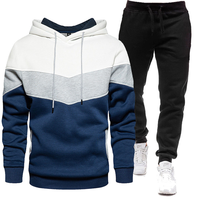  Men's Tracksuit Sweatsuit 2 Piece Athletic Winter Long Sleeve Thermal Warm Breathable Moisture Wicking Gym Workout Running Jogging Sportswear Activewear Color Block White Yellow Army Green