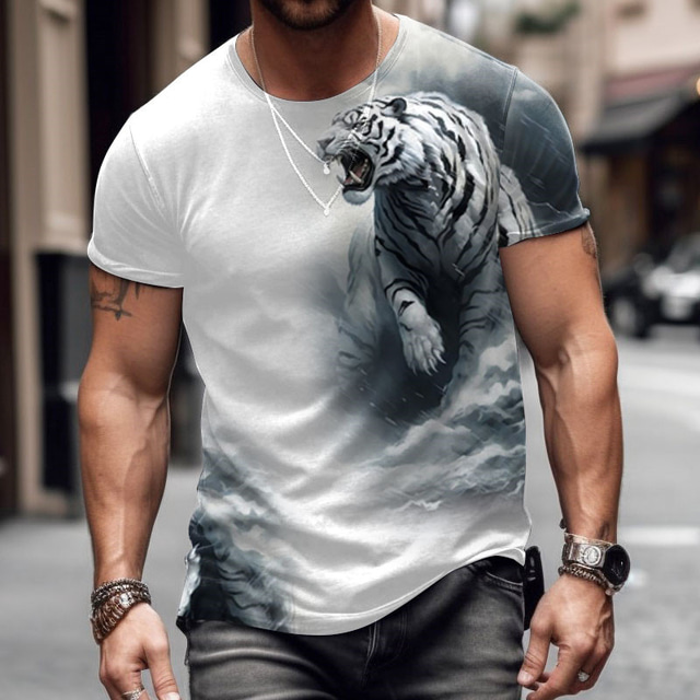  Men's Animal Wolf T shirt Graphic Tee Short Sleeve T shirt 3D Print Crew Neck Shirt Designer Casual Outdoor Daily Vacation Blue Brown Dark Blue Spring & Summer Clothing Apparel S M L XL 2XL 3XL