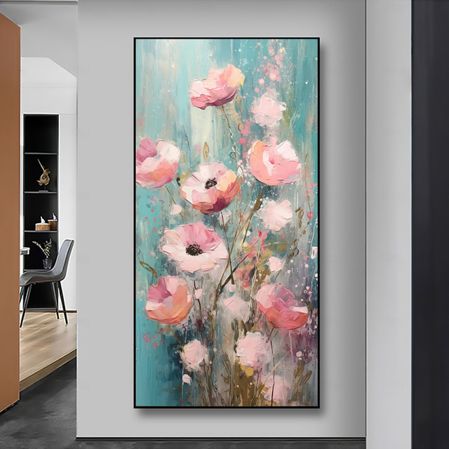  handgjord oljemålning duk väggkonst dekor original blommålning abstrakt blommig landskapsmålning för heminredning med sträckt ram/utan inre ram målning