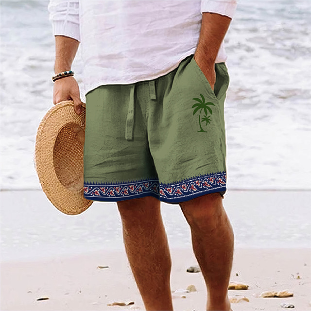  Hombre Pantalón corto Pantalones cortos de verano Pantalones cortos de playa Correa Cintura elástica Impresión 3D Graphic Árbol de coco Geometría Transpirable Suave Corto Casual Diario Festivos Ropa