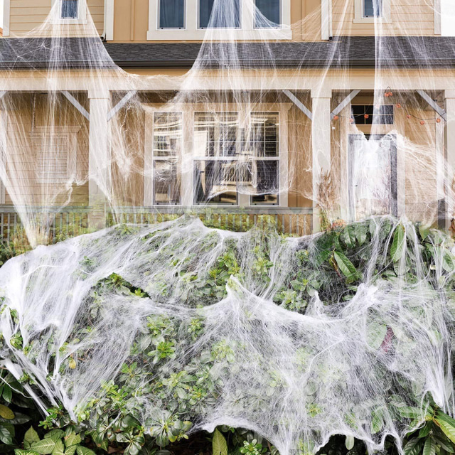  Decorações de teias de aranha de Halloween com aranhas falsas extras, teias de aranha super elásticas para decoração de Halloween interna e externa