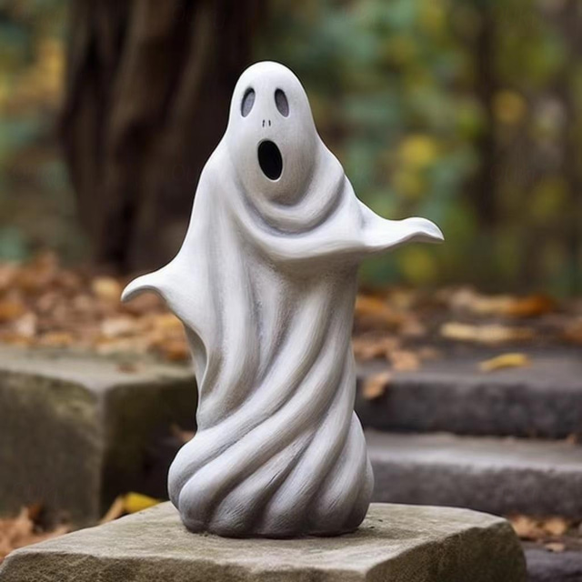  Halloween Ghost Sculpture,Outdoor Statue, Resin Ghost Decor for Yard, Lawn, Porch, Desktop Decoration, Spooky Halloween Tabletop Decor, Garden Crafts 15cm