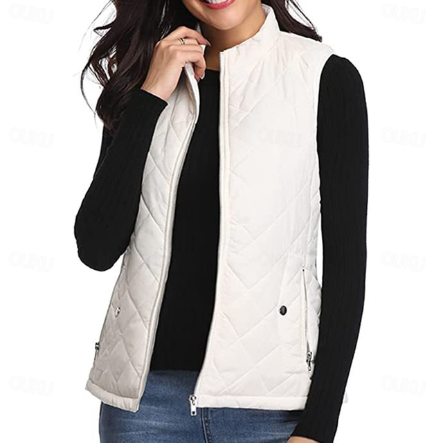  gilet de randonnée femme haut sans manches extérieur thermique chaud séchage rapide poche zippée doux hiver poche zippée sportif gris foncé noir blanc chasse pêche escalade
