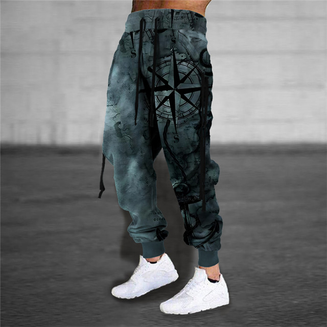  Herren Jogginghose Trainingshose Jogginghose Jogger Hose Hosen Kordelzug Elastische Taille 3D-Druck Grafik-Drucke Komfort Sports Outdoor Casual Täglich Baumwollmischung Strassenmode Designer Blau