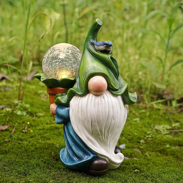  Solar LED Garden Dwarf Statue Light With Solar Resin Light Magic Ball Garden Light Lawn Patio Balcony Walkway Outdoor Decoration