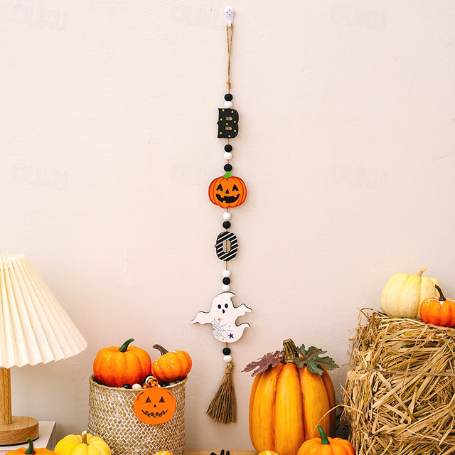  Halloween Tagging Home Party Ghost Festival Decorative Bead String Witch Pumpkin Bat Hanger