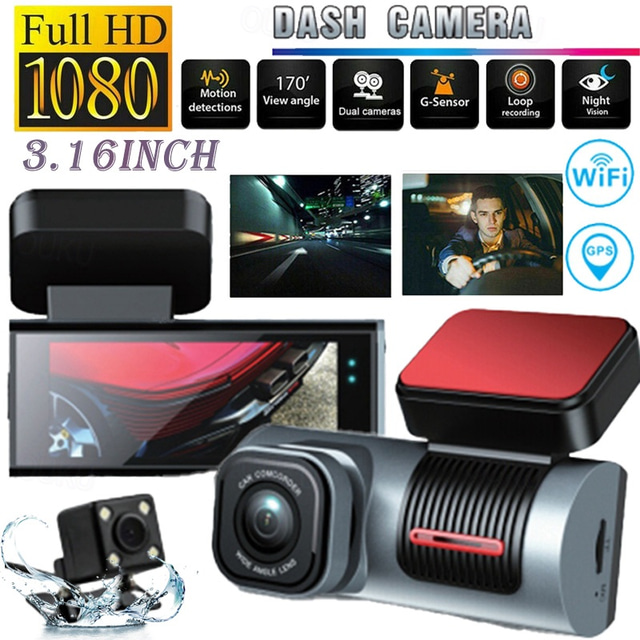 K1302 1080p New Design / HD / with Rear Camera Car DVR 170 Degree Wide