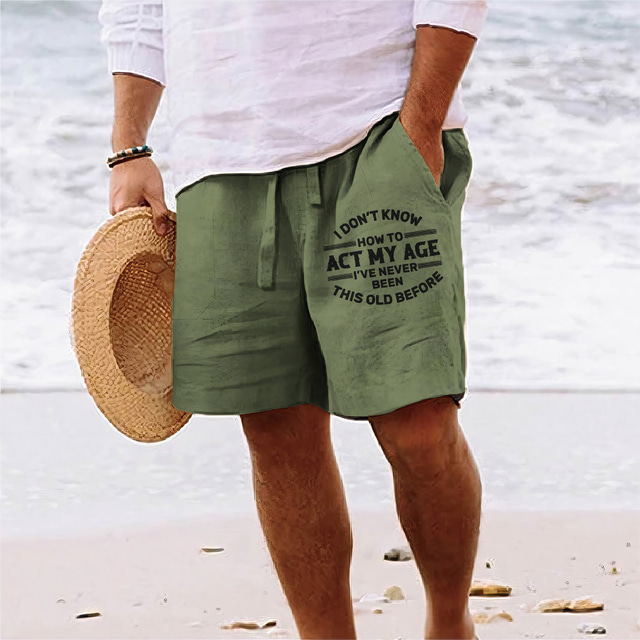  Herr Shorts Sommarshorts Beach Shorts Snörning Elastisk midja 3D-utskrift Grafisk Bokstav Andningsfunktion Mjuk Kort Ledigt Dagligen Helgdag Streetwear Hawaiisk Vit Blå Microelastisk